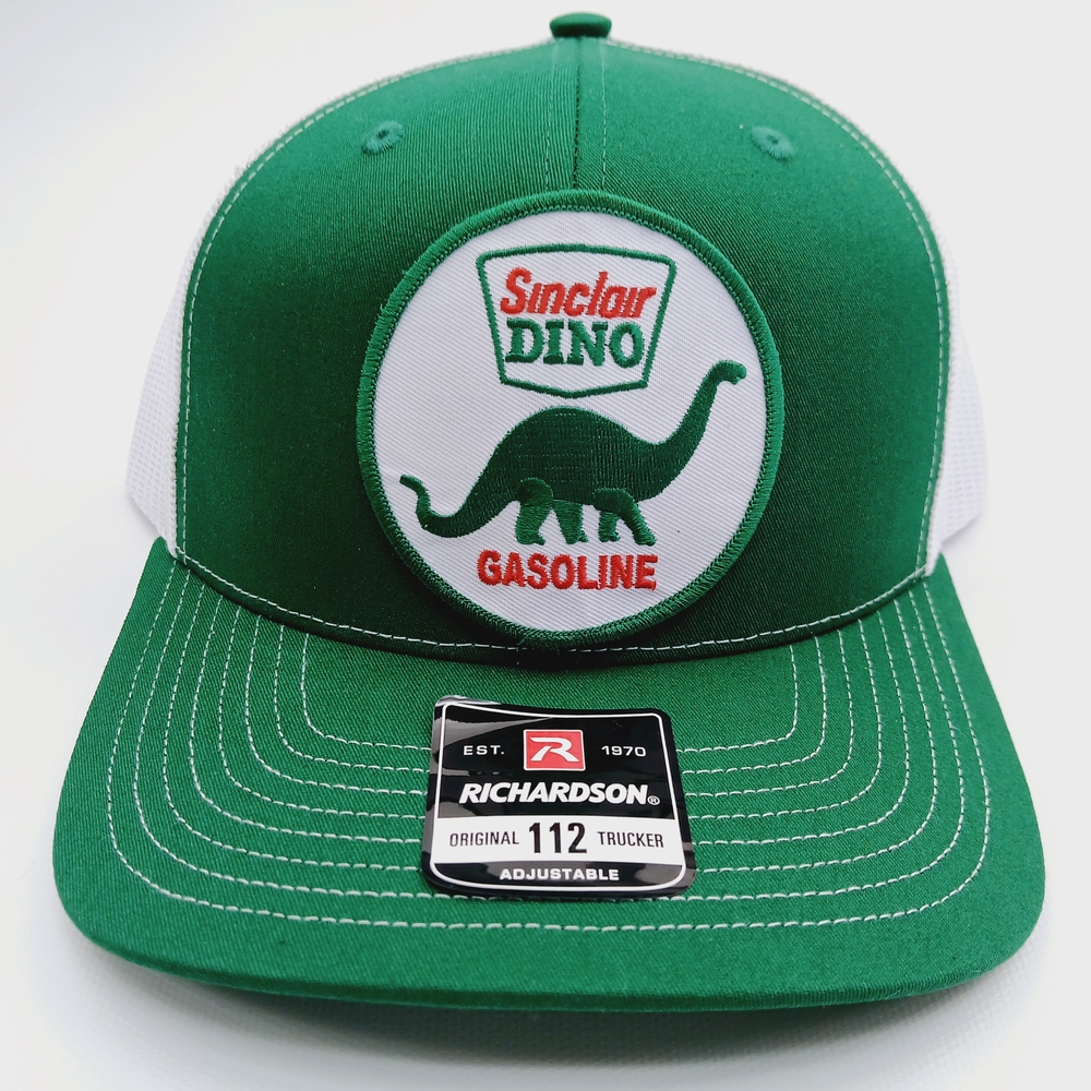 Sinclair Dino Patch On Green And White Richardson 112 Mesh Snapback Trucker Hat